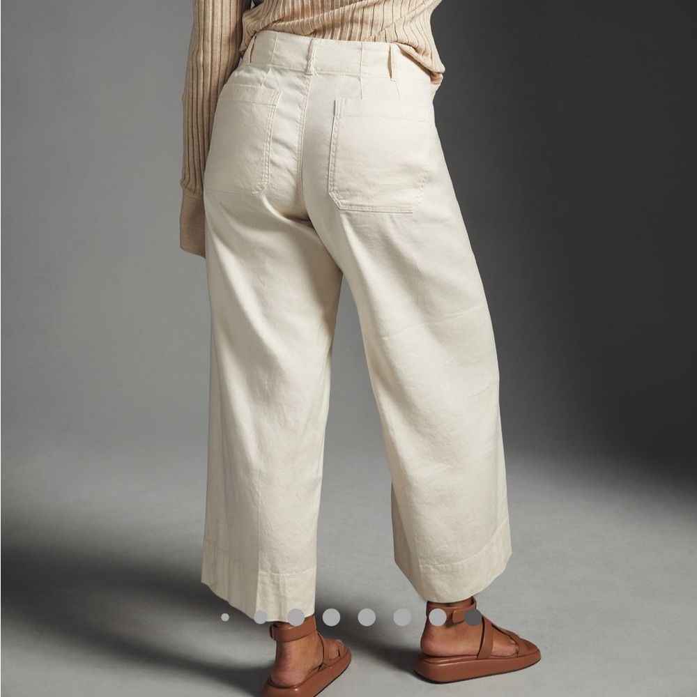 Anthropologie Colette Cropped Wide-Leg Pants Linen Edition by Maeve - Picture 9 of 9